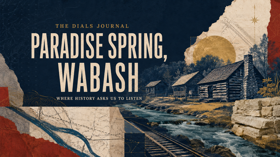 Paradise Spring, Wabash — Where History Asks Us to Listen; modern Dials Journal editorial collage