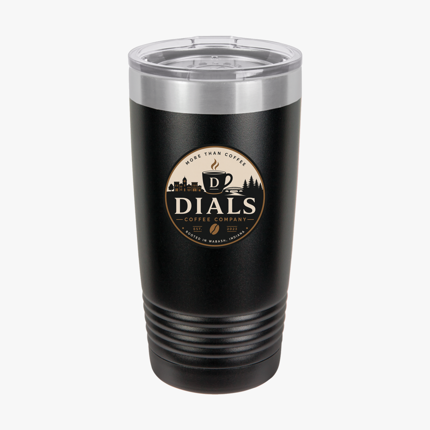 Black Dials Coffee Company 20 oz insulated travel tumbler