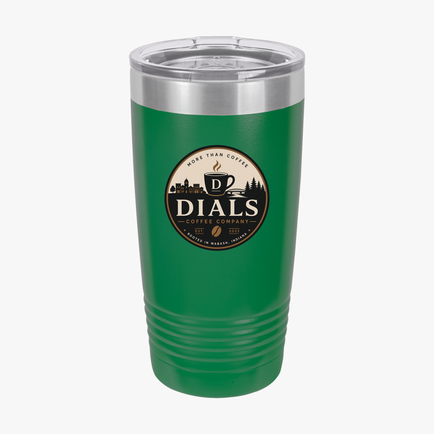 Green Dials Coffee Company 20 oz insulated travel tumbler