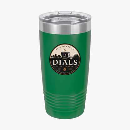 Green Dials Coffee Company 20 oz insulated travel tumbler