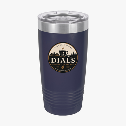 Navy Dials Coffee Company 20 oz insulated travel tumbler